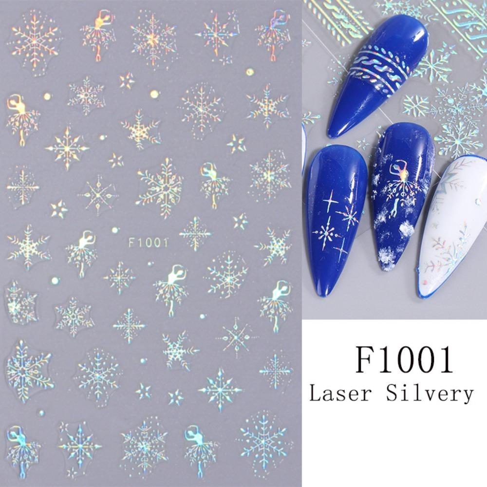 Laser Snowflake Christmas Laser Nail Stickers French Lines Christmas Nail Decorations  Girls