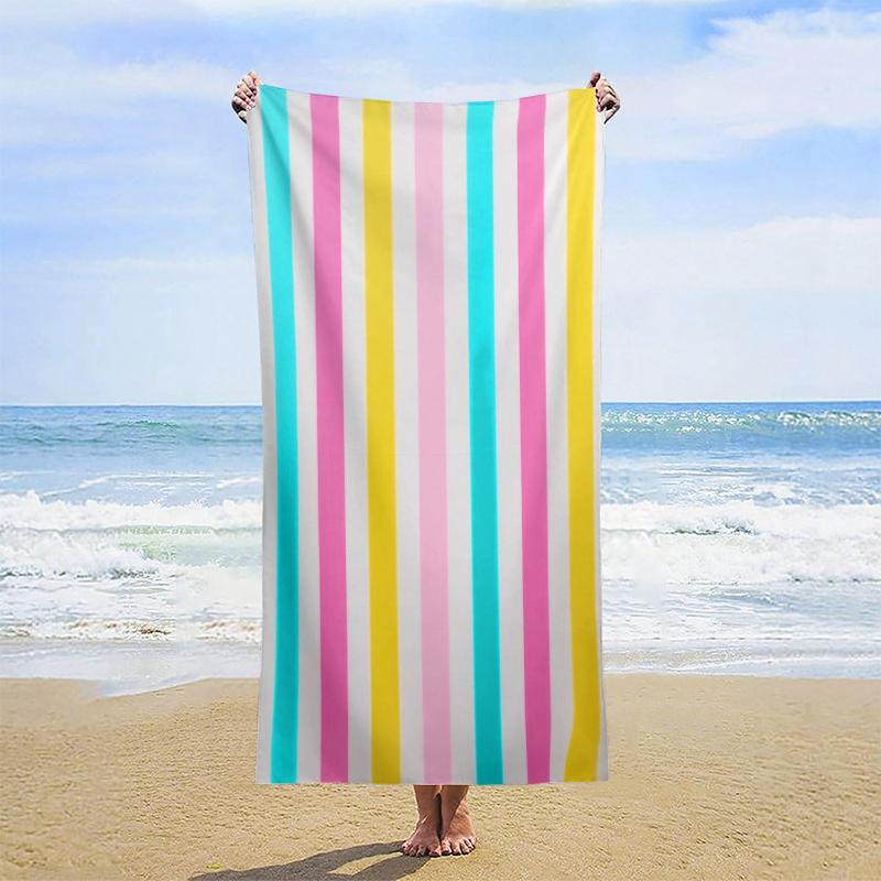 Microfiber Tropical Beach Towel Quick-Dry Striped All-Season Bulk Dropshipping Available for Pool Swimming Yoga