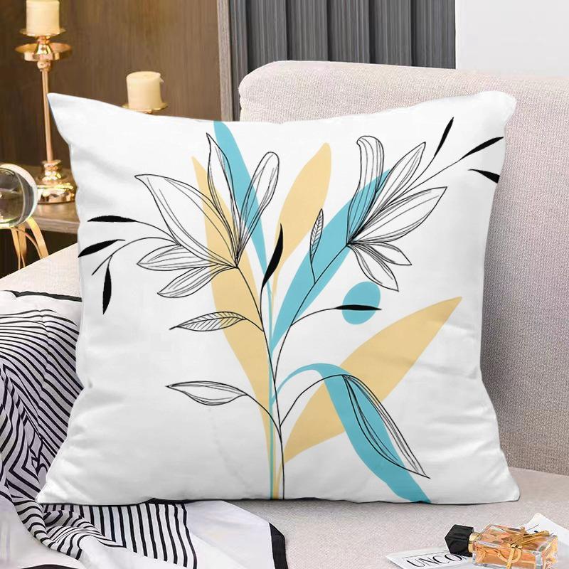Artistic Floral Print Decorative Pillowcase Bedroom Living Room Square Cushion Pillowcase