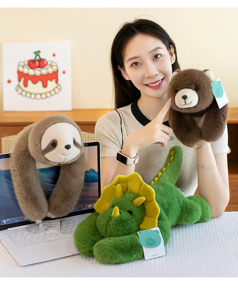 Stofftier Kissen: Panda, Koala, Waschbär, Dinosaurier - Weiche Schlafpuppe für Kinder