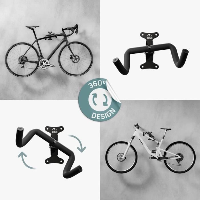 Support Mural Pour Vélo - Borgen - Pliable - Angle Réglable - Distance Réglable - Rembourré
