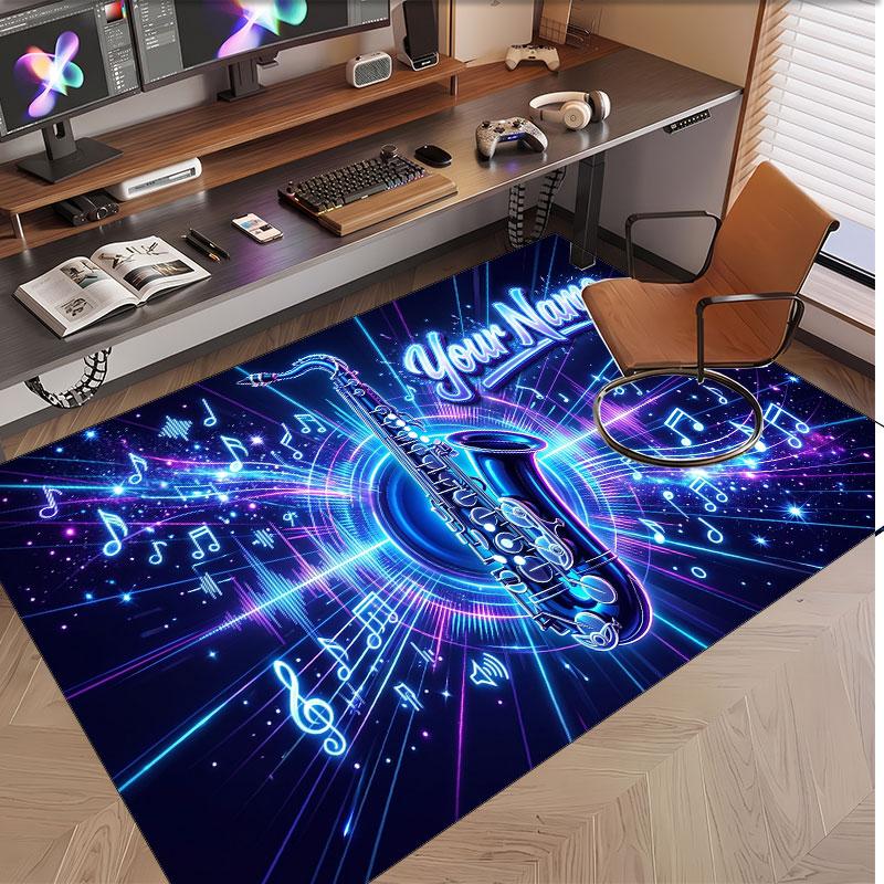 Tappeto in Velluto Morbido di Cristallo Tema Generale Musica Stampa Personalizzata Nome & Testo Tappeto Antiscivolo per Camera da Letto Soggiorno