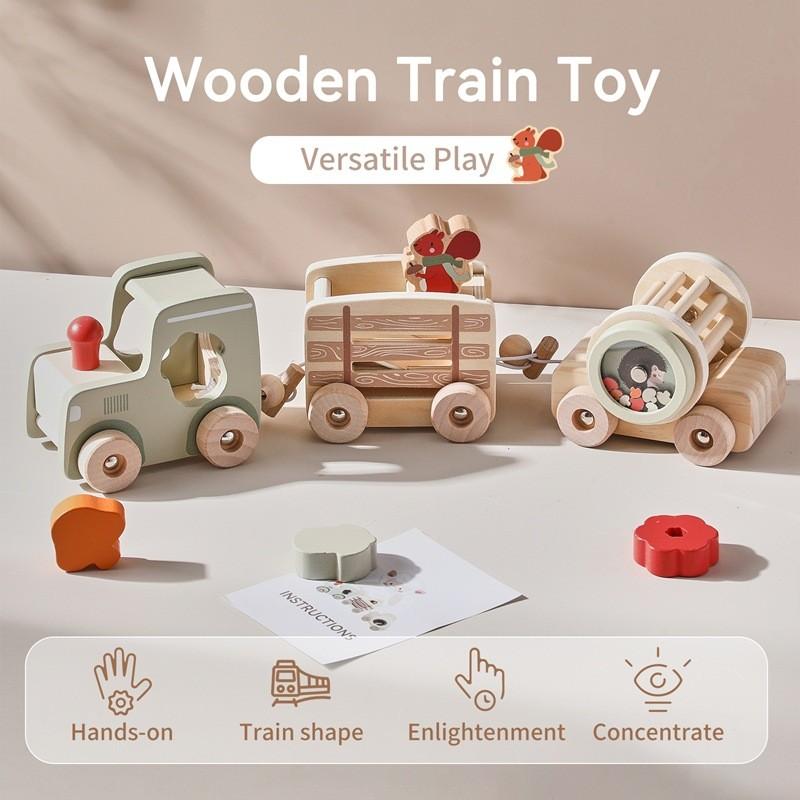 Educational Wooden Kids Multifunction Train Toy With Cognitive Shape Learning