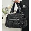 New Punk Style Black Large Capacity Tote Bag, Shoulder Crossbody Handbag for Women, Unique Design