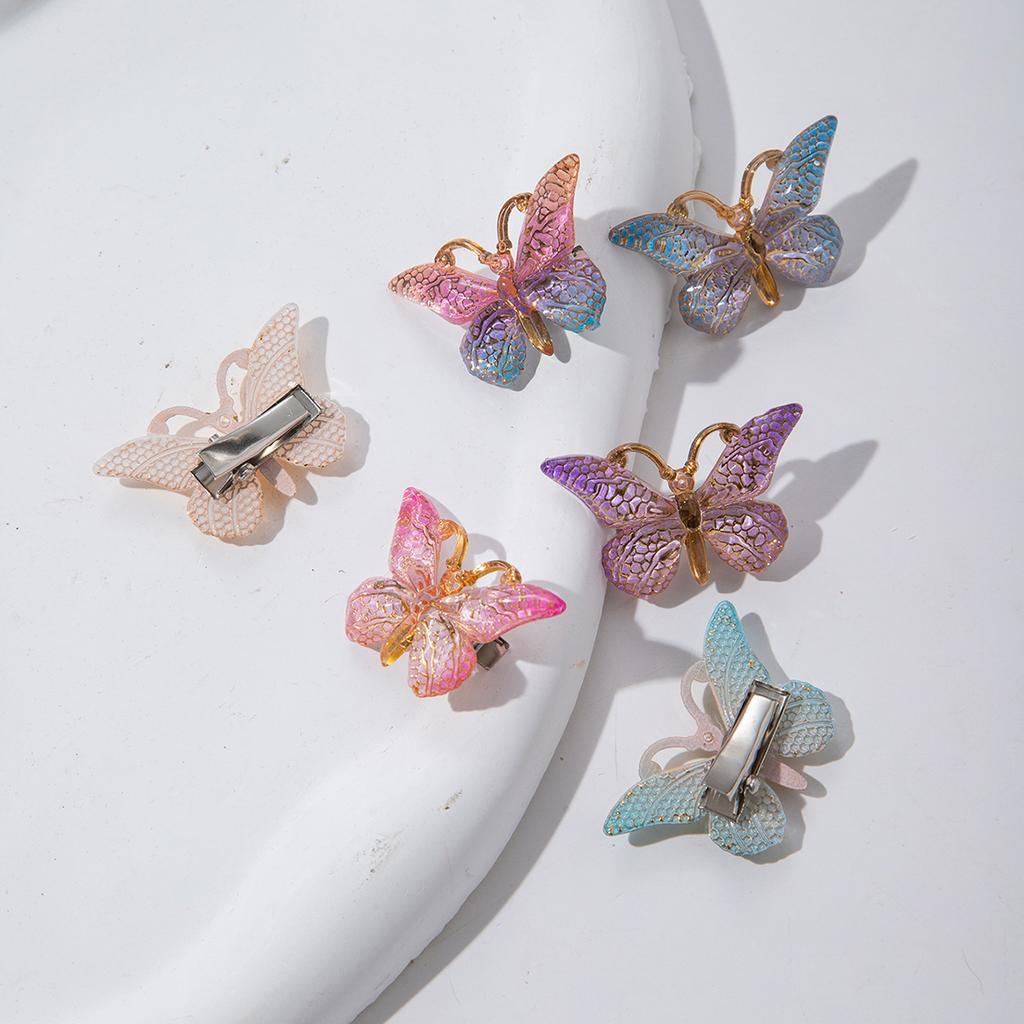 5PCS Sweet Macarons Gradient Color Cute Butterfly Girl Hairpins Women Headwear Princess Barrette Girls Hair Accessories