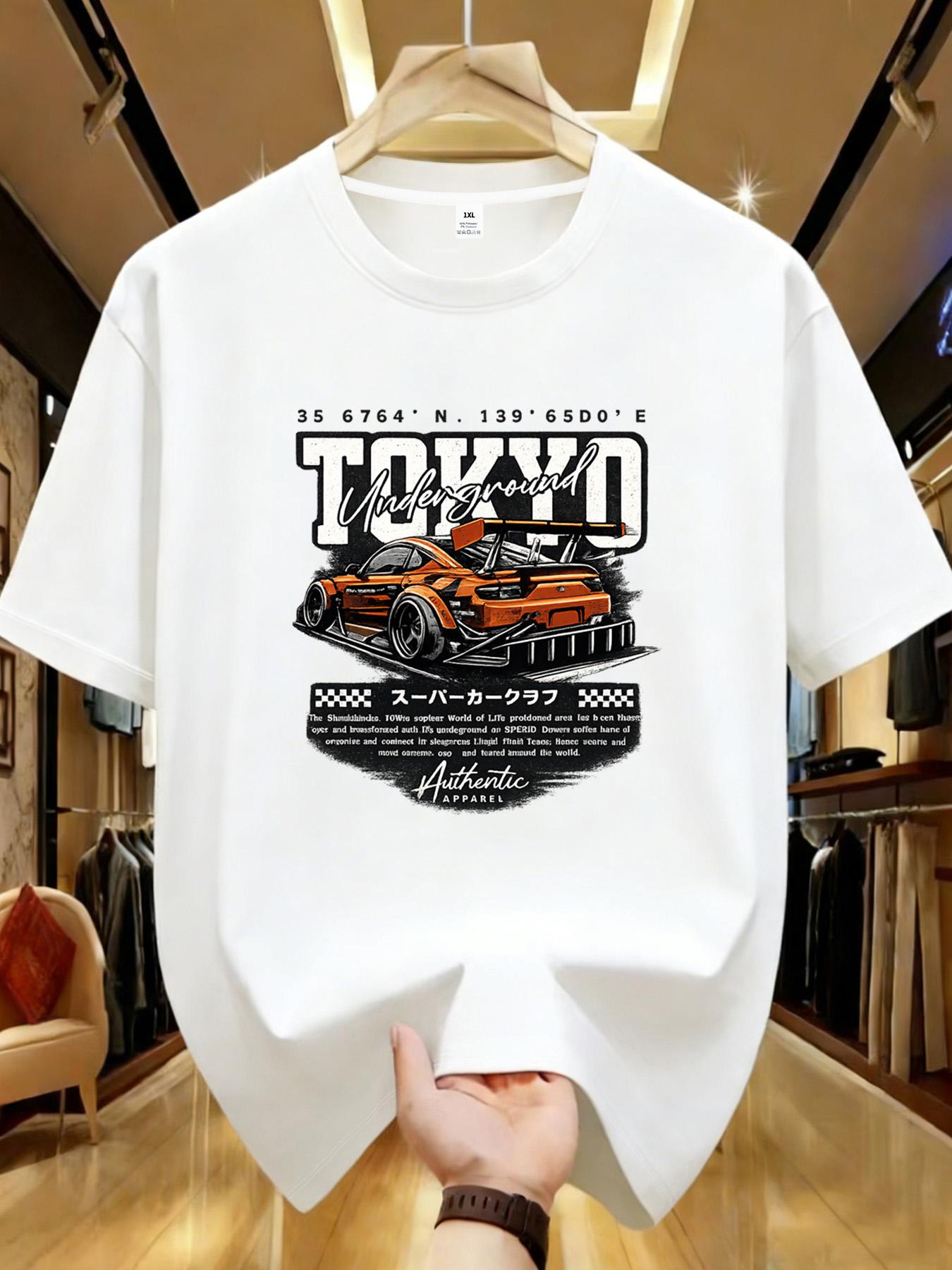 

Racing Suit with Letter Pattern Womens Roundneck Shortsleeved Tshirt Featuring Fashionable Pattern Streetwear Style S
