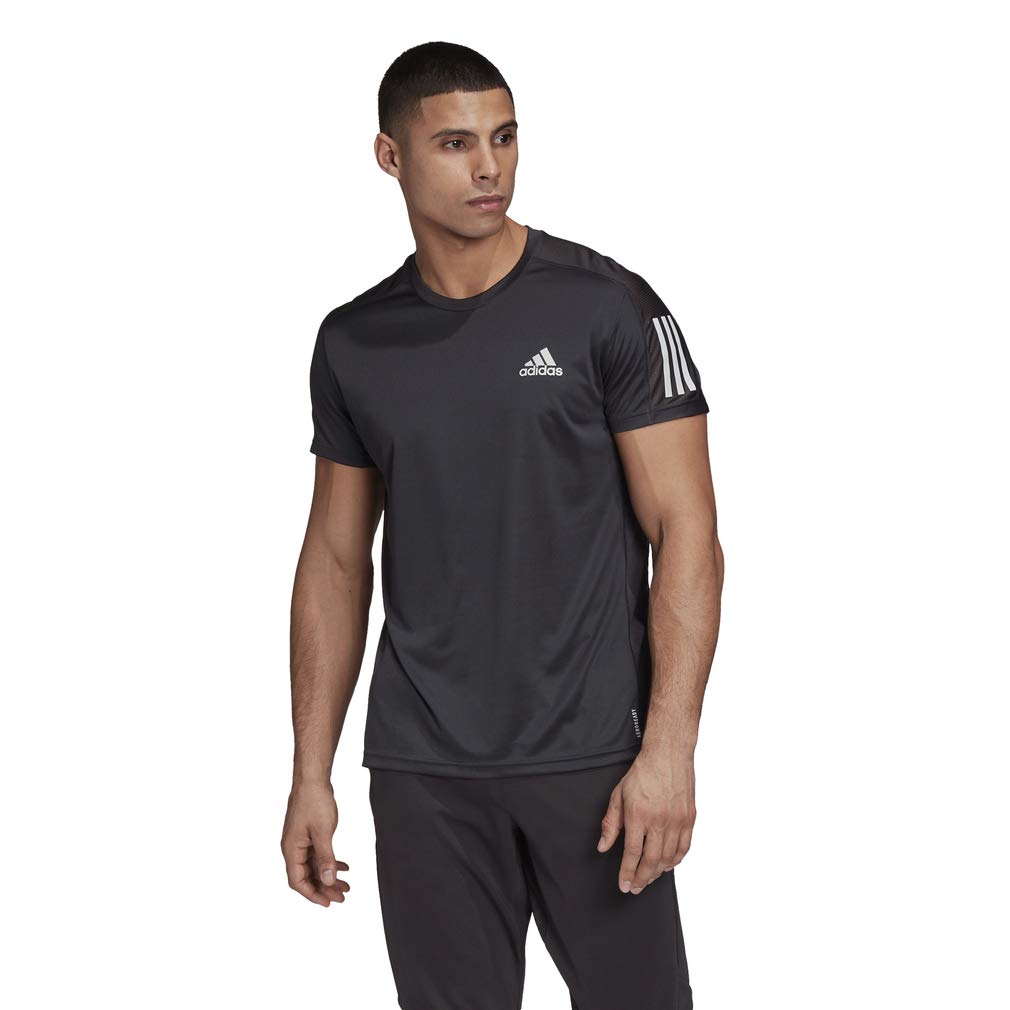 adidas Own the Run Short Sleeve Running T-Shirt, Men's, Black (FS9799), Size J/M (equivalent to Japanese size M)
