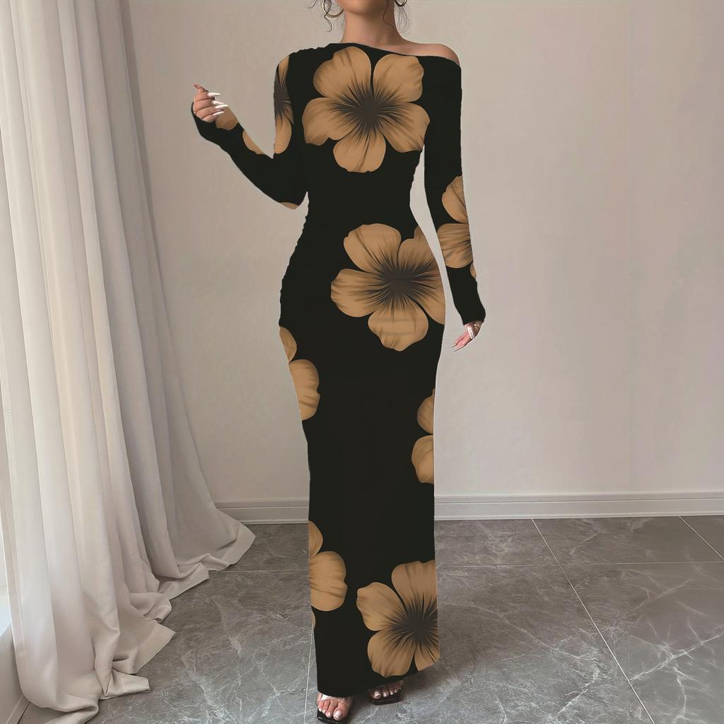 Women's Long Sleeve Maxi Dress Slim Fit Elegant for Evening Parties