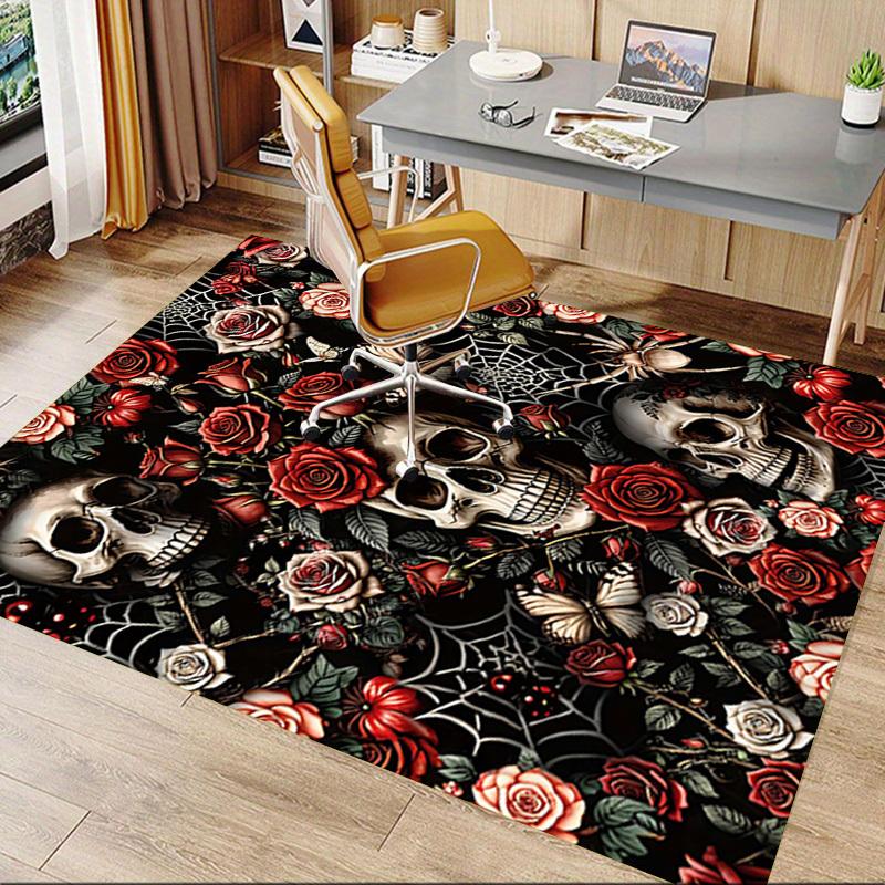 1PC Skull Flowers Non-Slip Floor carpet, Office, family, bedroom, Studio - Large Area Rug,  Decorative Mat, Longlasting Material-C0412