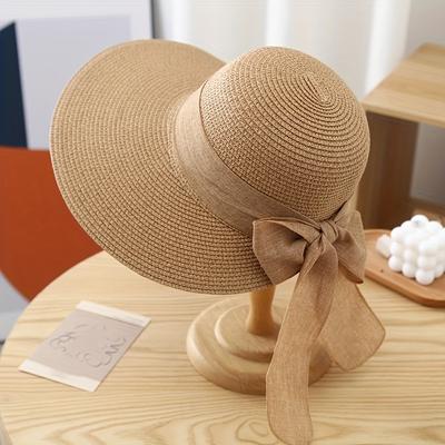 Boho Ilmek Hasır Şapka Basit Düz Renk güneş şapkaları Açık Seyahat plaj şapkaları Kadın Kızlar için