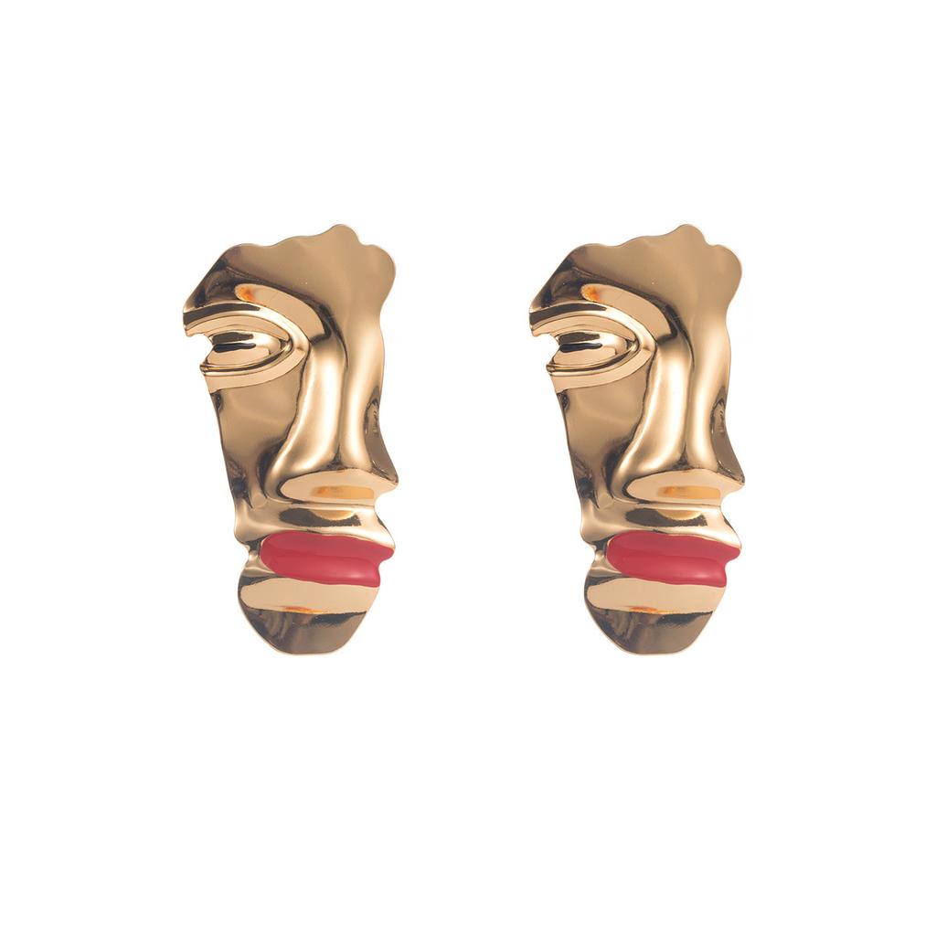 Female Light Luxury Exaggerated Personality Face Red Lip Earrings