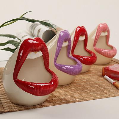 French Fries Plate Funny Mouth Red Lips Shaped Ceramic Food Boats Ice Cream French Fry Cup Holder For Restaurant Party Home