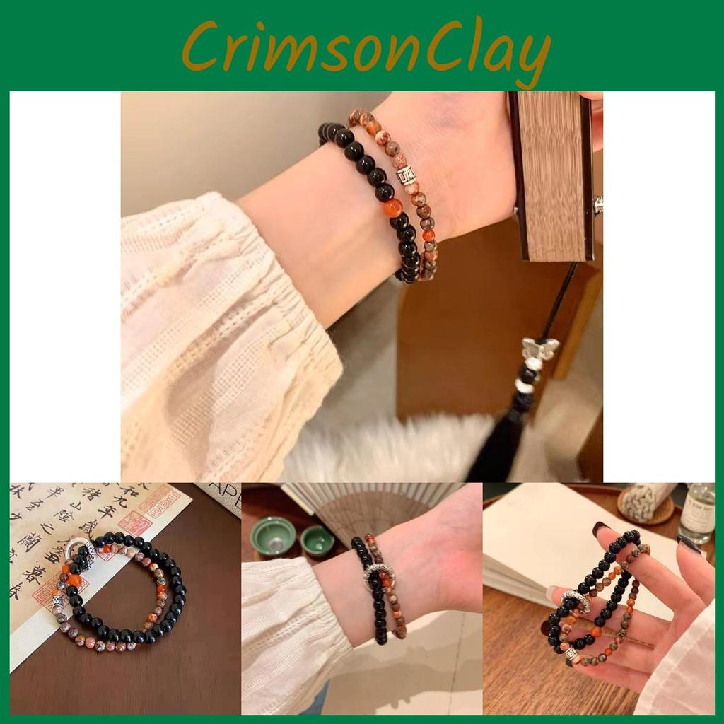 Handcrafted Geometric Beaded Bracelet With Natural Stones Unisex Vintage Ethnic Design