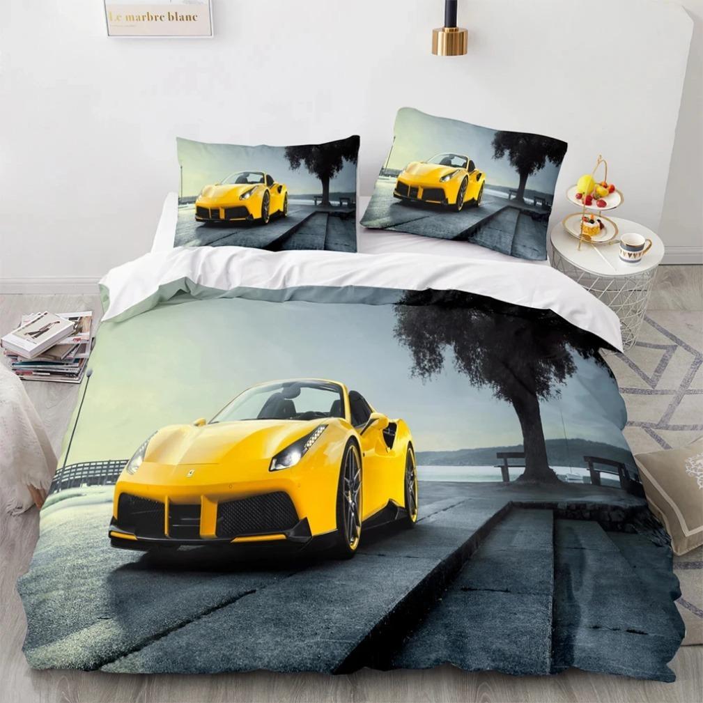 Sports Car Bedding Sets 3D Digital Printed Duvet Cover Sets Full Size,For Teens Boys 2/3pcs Polyester Quilt Cover
