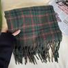 Luochi Korean-Style Retro Plaid Scarf: Warm, Versatile, and Stylish Shawl for Women, Perfect for Autumn/Winter.