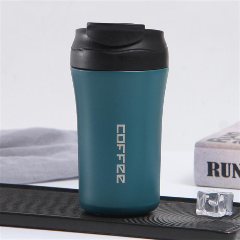 

Кружка для кофе Straw Flip Double Drink, высокое качество, удобная, из нержавеющей стали 304, внутренний бак, кофейная чашка, креативная, автомобильная, прочная 301-400ml зелёный