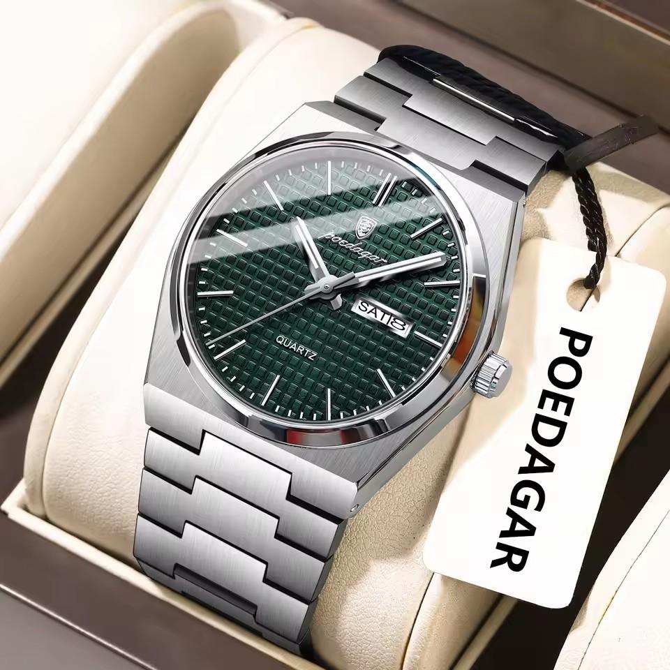 Business Man Watch Luminous Waterproof Stainless Steel Men Wristwatch Date Week Quartz Fashion Casual Men's Watches