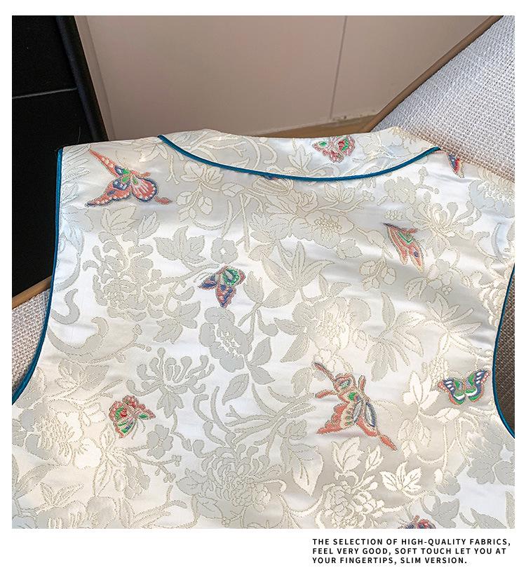 2025 Spring Retro Chinese Sleeveless Waistcoat with Stand Collar & Embroidery