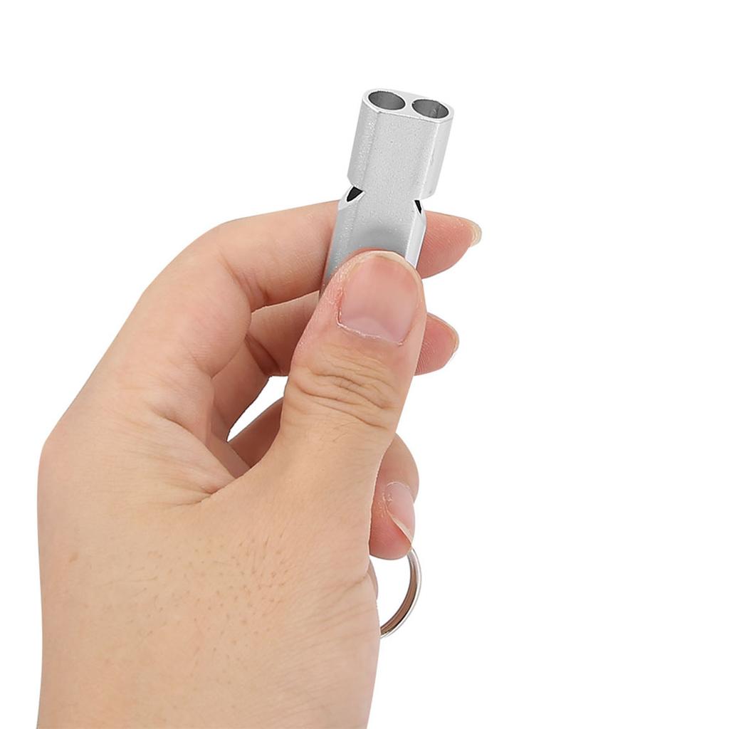 5 Stück Aluminiumlegierung Doppelrohr Pfeife Lebensrettung Notfall Outdoor Überlebenswerkzeug(Silber)