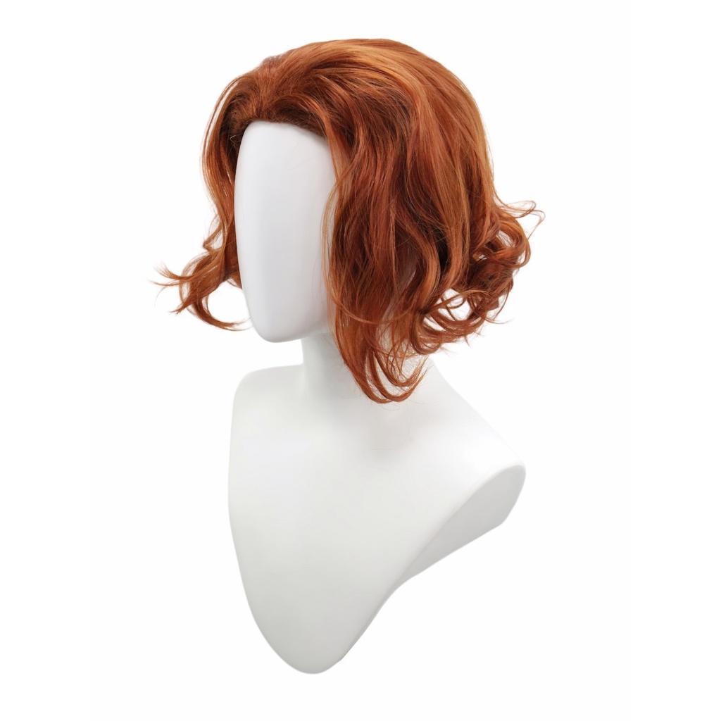 reddish brown medium short curly hair synthetic wig | retro movie theme party character cos wig set | short curly wave wig