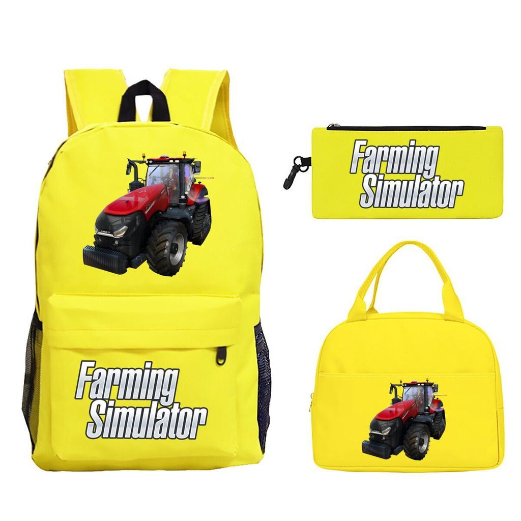 Mochila Personalizada para Niños Estampada Farming Simulator para Escuela Primaria y Secundaria Bolsa de Comida Estuche