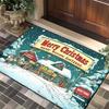 Christmas Themed Door Mat Merry Christmas Reindeer Snowflake Pattern Non Slip Rug For Front Door Entryway Christmas Party Decor