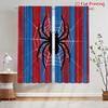 2PCS Halloween Curtains, Red Blue Stripe Spider, Digital Print, Bedroom Living Room, Office, Kitchen, Window Treatment