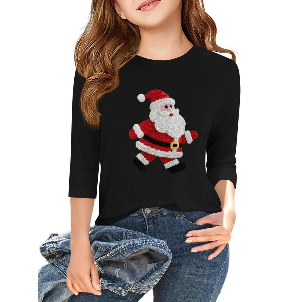 Children's 3/4 Sleeve Independence Day Printed Round Neck Casual T-shirt