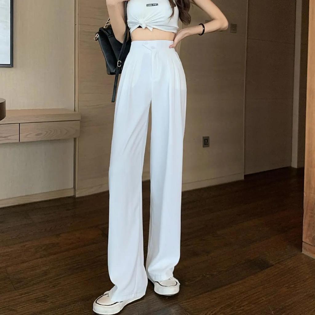 Suit Pants Children's Spring and Summer New High Waist To Cover The Belly and Show Thinness, Loose and Casual Wide Legs