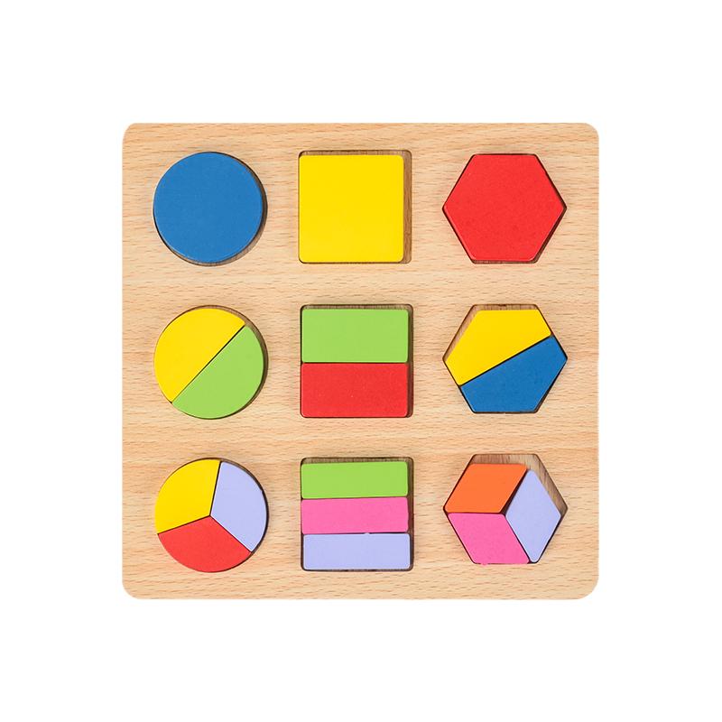Kids Shapes Wooden Puzzle Montessori 3D Geometric Board Preschool Learning Educational Game Color Cognition Toy for Children