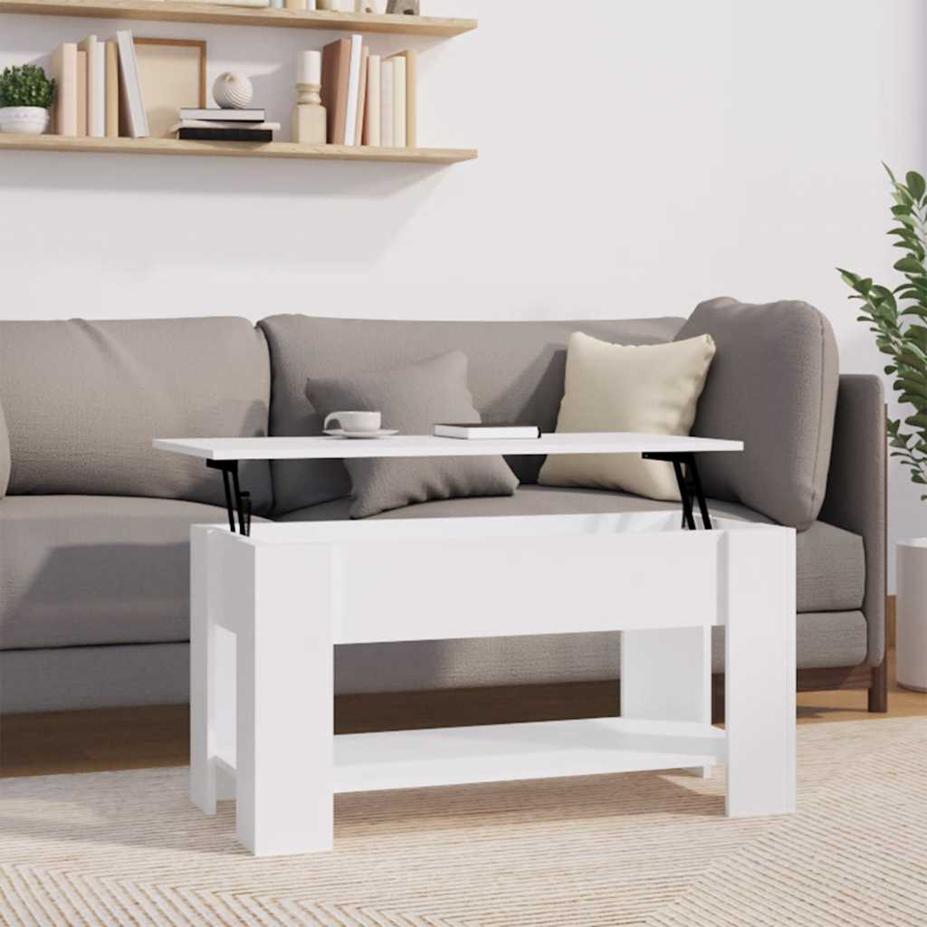 Vidaxl Coffee Table, White, 101X49X52 Cm, Wood-Based Material