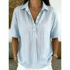 TIFICY Women's Fashion Casual Summer Spring Stripe Print Short Sleeve POLO Neck Blouses & Shirts