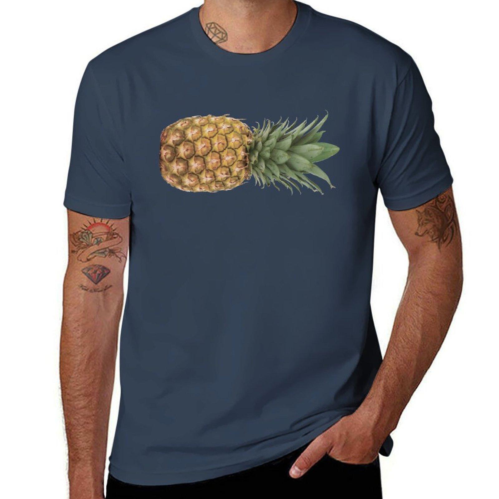 Sideways Pineapple Photograph TShirt Breathable Basic Cotton TShirt S