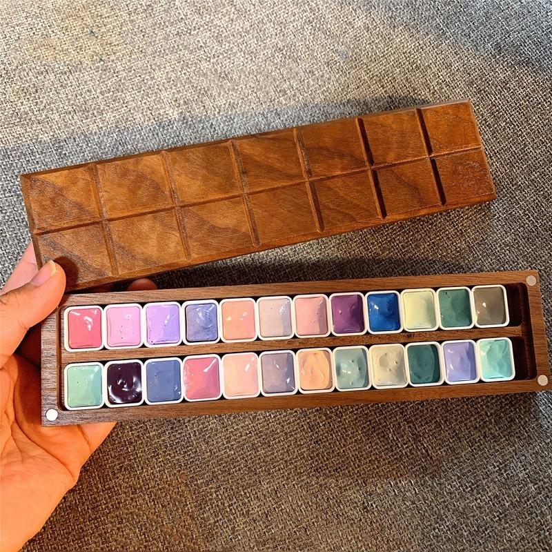 24grid 2ml Professional Grade Transparent Watercolor Pigment Packaging Box Art Supplies Outdoor Painting Watercolor Palette Tool