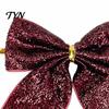 Luxury Style Christmas Tree Toppers Glitter Bow, Gold Sparkling Ribbon Hanging Ornament for Versatile Fabric Bows Parties Wreath Gift Box,