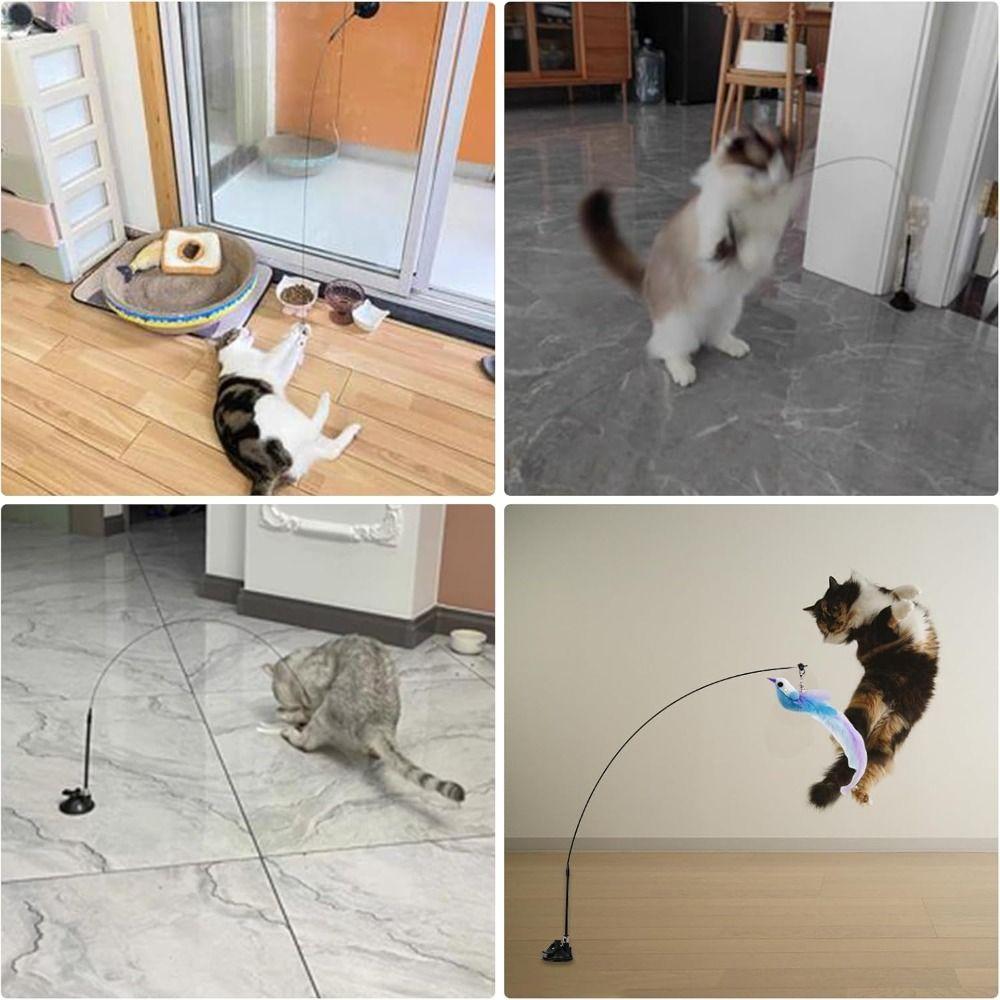 Auto Interactive Cat Toy Wand Detachable Hands-Free Cat Stick Toy with Bell Simulation Bird Interactive Cat Toy Pet Supplies