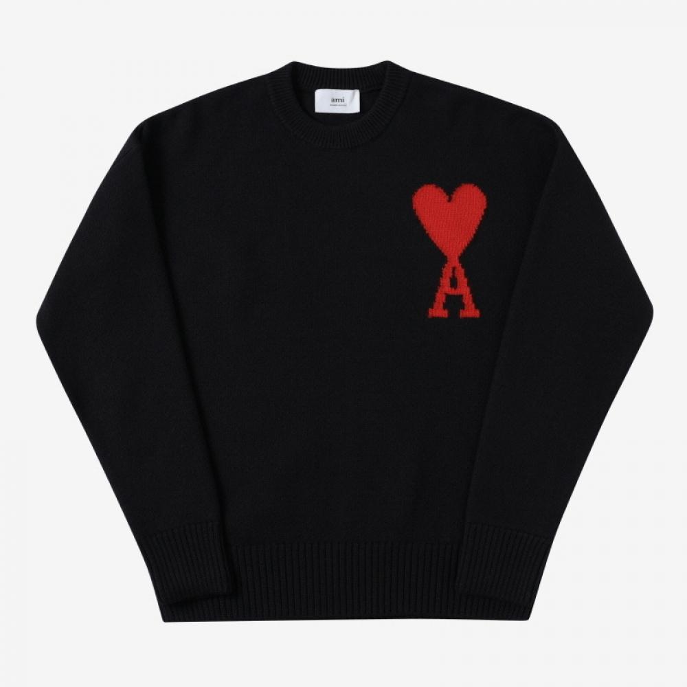 Ami Bfuks006 018 009 Ami De Coeur Big Heart Logo Intarsia Public Knit