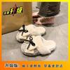 Comfortable home cotton slippers women's bow fluffy slippers wear autumn and winter new thick bottom versatile