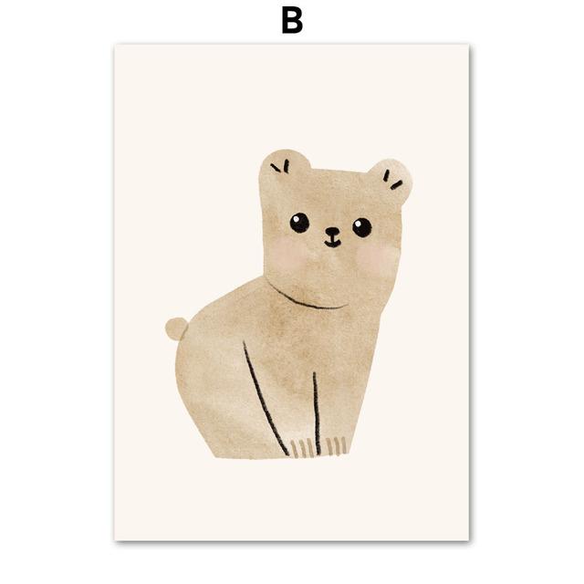 Cartoon Giraffe Bär Zebra Faultier Baum Natur Alphabet Kunst Leinwand Malerei Nordic Poster Drucke Wand Bilder Kinderzimmer Dekor Kein Rahmen