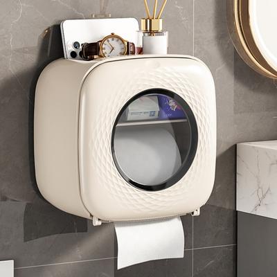 Tissue Box Toilet Paper Holder with Shelf Strong Load-bearing Easy To Install Drill-Free-Mount