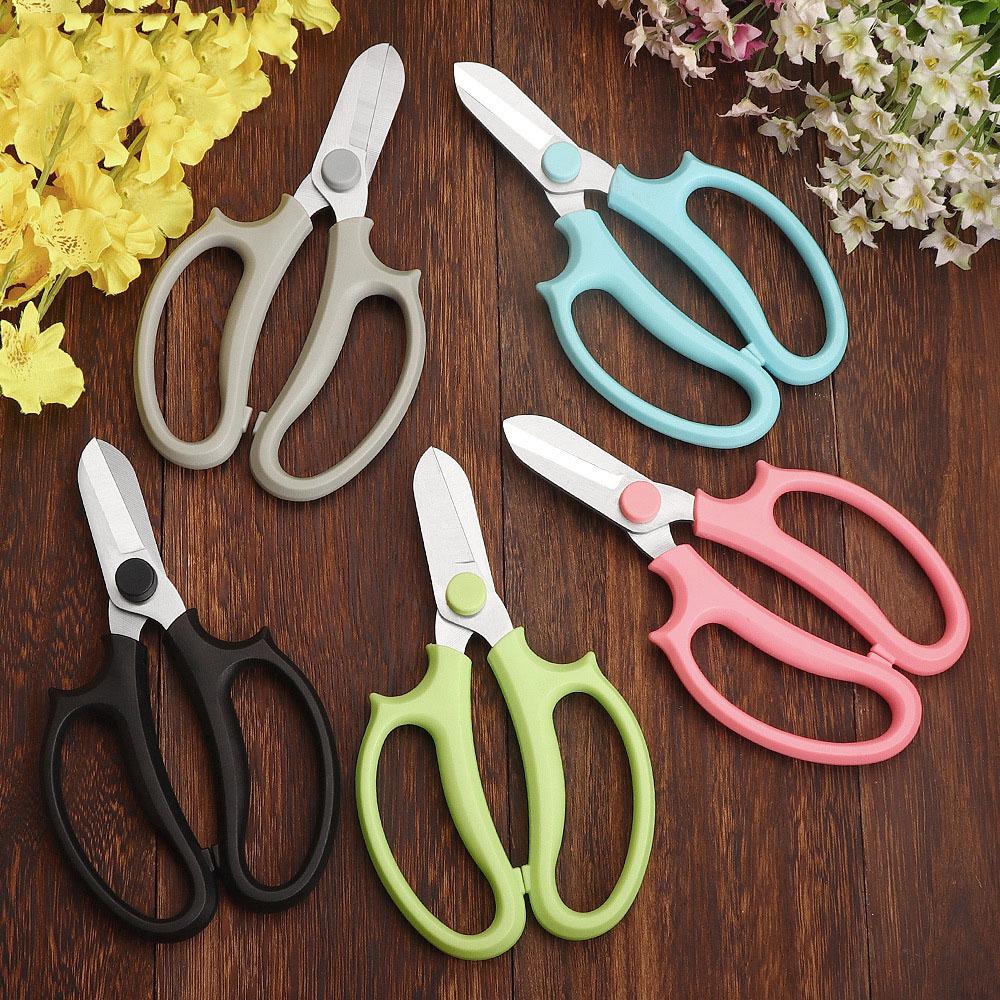Stainless Steel Flowers Fruit Picking Branch PP Anti-Slip Grip Handle Pruning Shears Bonsai Scissors for Garden Blue Pink Color