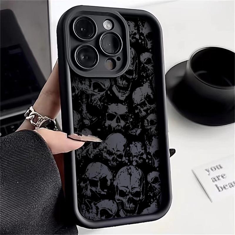 Punk Style Skull Art Print Phone Case for iPhone 17 16 15 14 13 12 11 Series Pro Max Plus