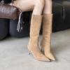 2025 Autumn and Winter New Pointed Thin Heel High Heel Temperament Thin French Fashion Sexy Beauty Female Internet Celebrity Boots