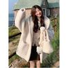 Korean Lamb Fleece Coat Women Winter Thickened Warm Hooded Cotton Jacket Slimming Design