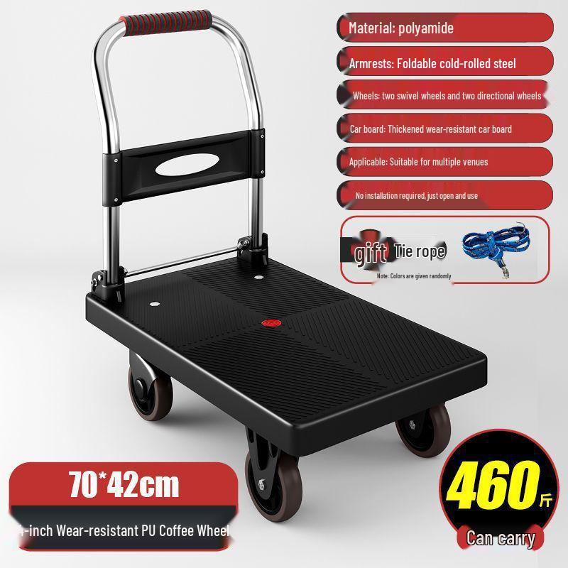 Compact Folding Flatbed Trolley: Silent, Lightweight, Multi-Functional Hand Truck for Pulling and Pushing Goods