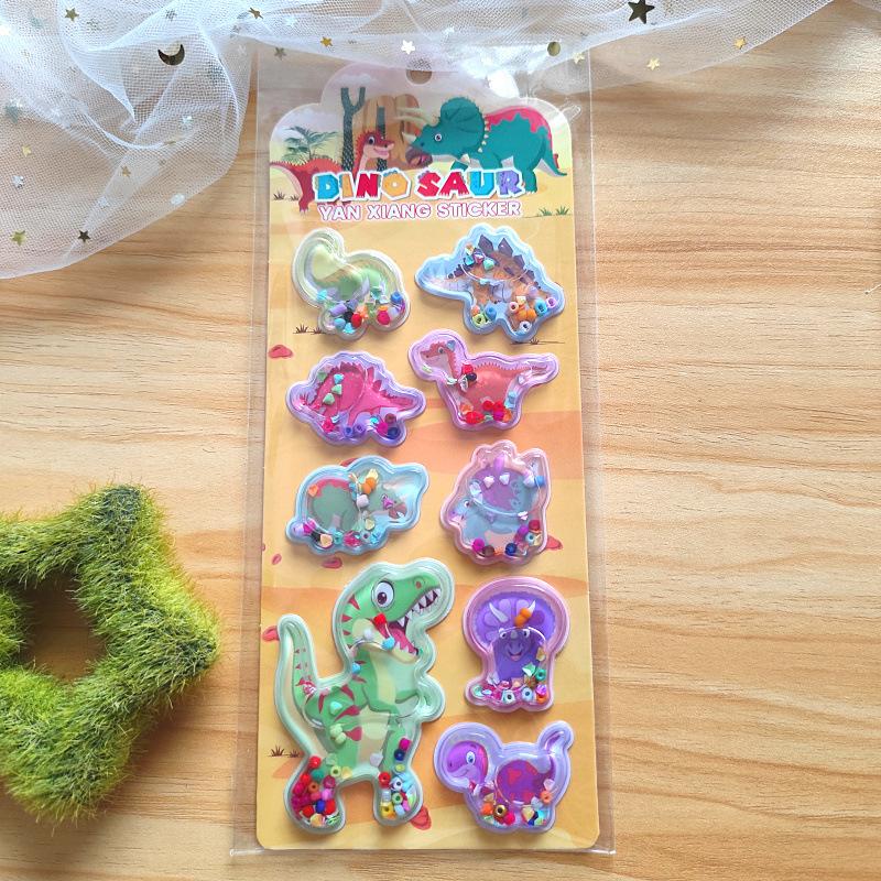 1pc Cute Cartoon Tyrannosaurus Rex Dinosaur 3D Rocking Water Injection Stickers Creative DIY Decoration Stickers Holiday Gifts
