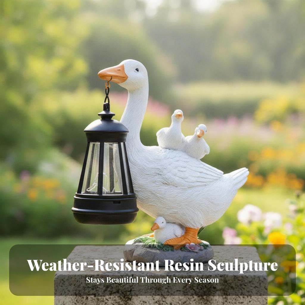 Duck Garden Ornament with Lantern Charming for Flowerbed