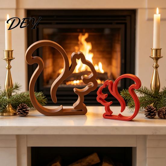 Minimalist Hollow Home Accents 3D Printed Squirrel Figurine, Statue, Animal Ornament for Living Ornaments Decor Room and Desk Decor, Modern