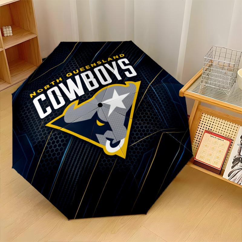 North Queensland Cowboys Print Auto 8?Ribs Folding Umbrella Wind Resistant Lightweight Automatic Umbrella For Daily Travel