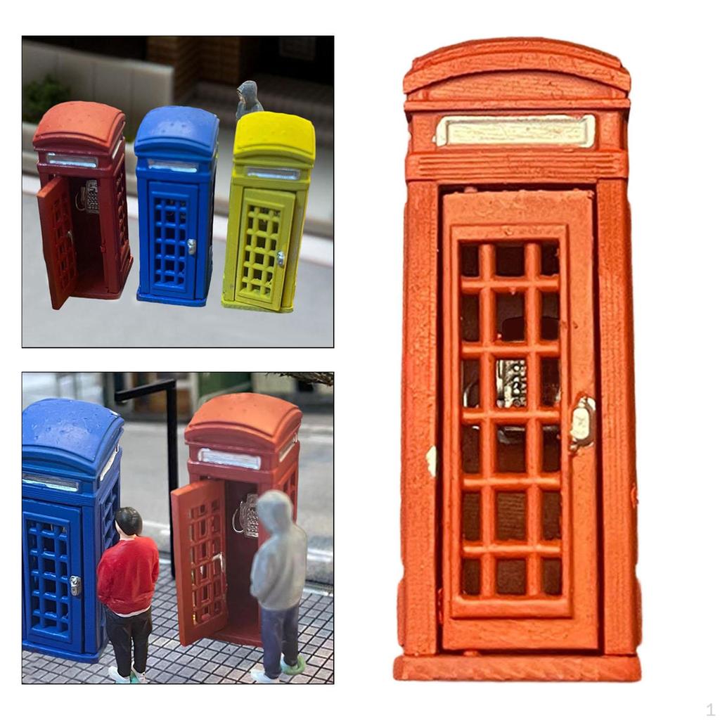 1/64 Miniature Phone Booth Telephone Collectibles Accessories DIY Projects Retro Railway